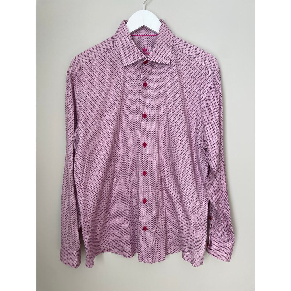 Bertigo Button Down Pink Dress Shirt Size XL 100% Cotton Business Career Wear